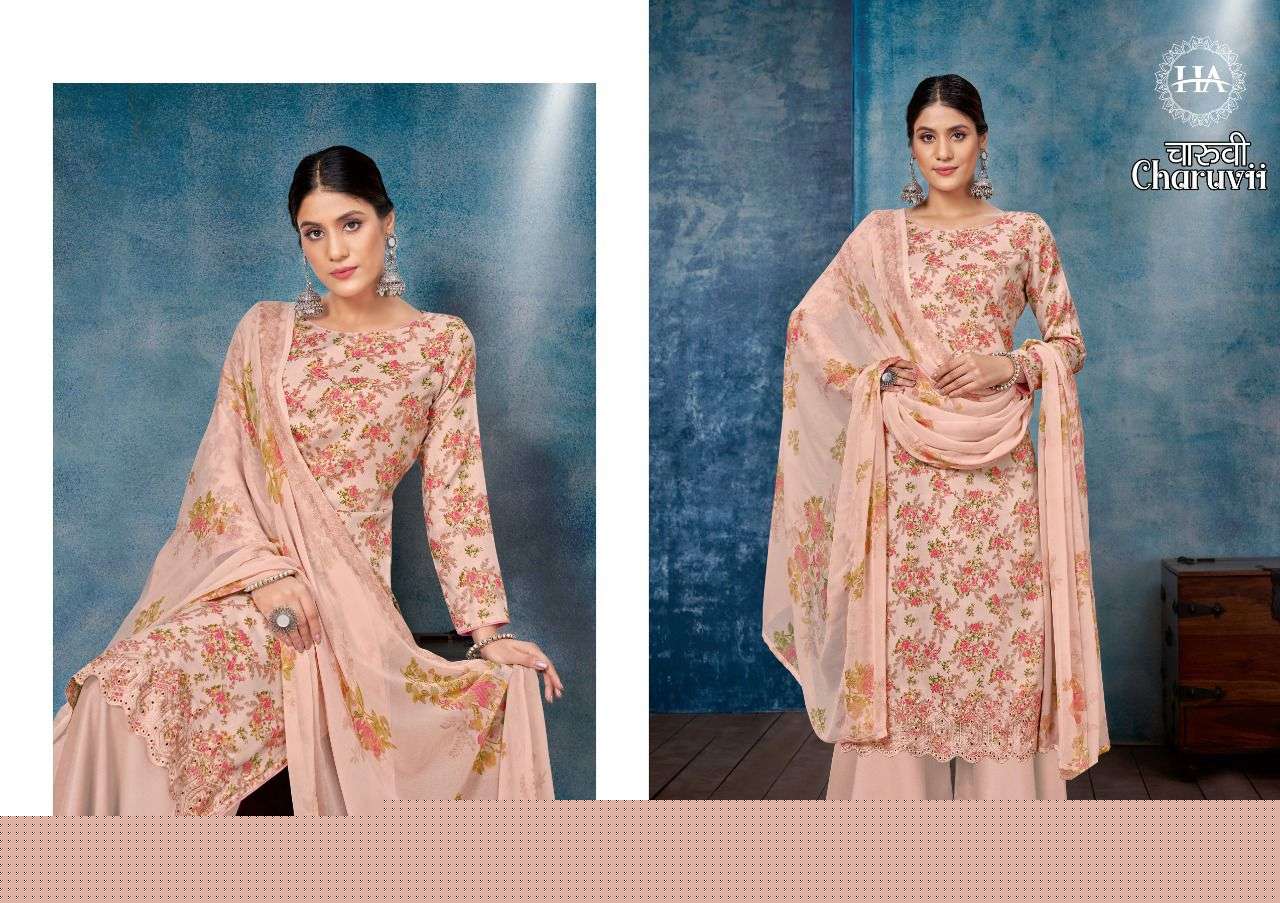 Charuvii By Harshit Fashion Hub 1001 To 1008 Series Beautiful Suits Stylish Fancy Colorful Party Wear & Occasional Wear Pure Jam Print Dresses At Wholesale Price