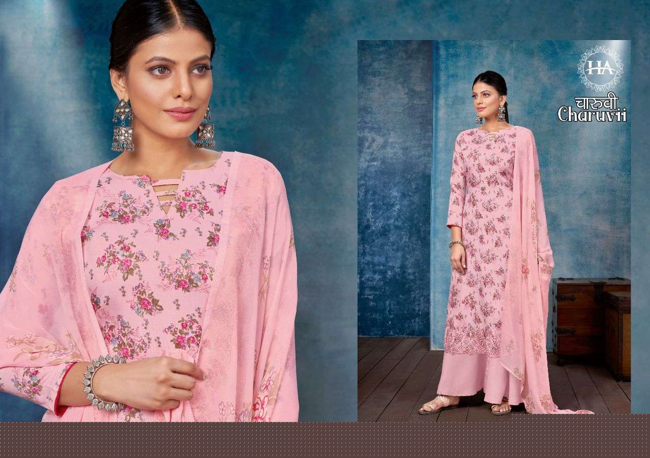 Charuvii By Harshit Fashion Hub 1001 To 1008 Series Beautiful Suits Stylish Fancy Colorful Party Wear & Occasional Wear Pure Jam Print Dresses At Wholesale Price