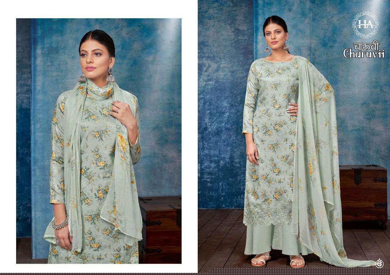 Charuvii By Harshit Fashion Hub 1001 To 1008 Series Beautiful Suits Stylish Fancy Colorful Party Wear & Occasional Wear Pure Jam Print Dresses At Wholesale Price