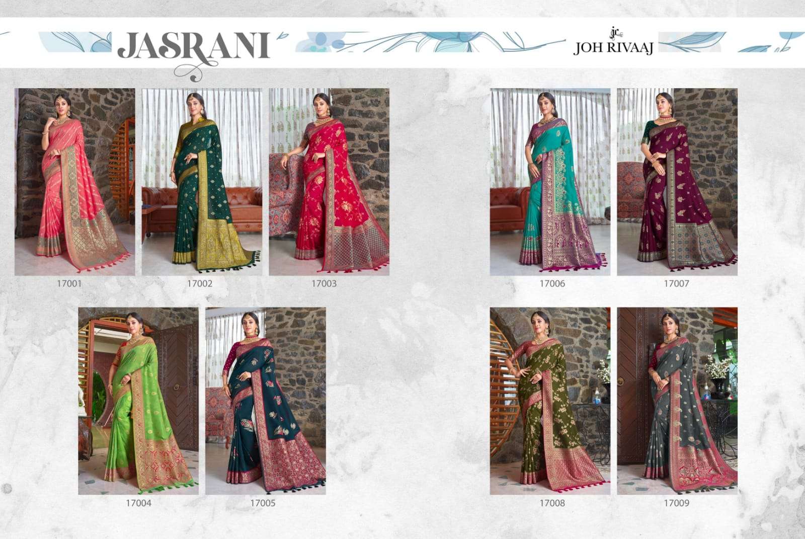 Jasrani By Joh Rivaaj 17001 To 17009 Series Indian Traditional Wear Collection Beautiful Stylish Fancy Colorful Party Wear & Occasional Wear Soft Silk Sarees At Wholesale Price