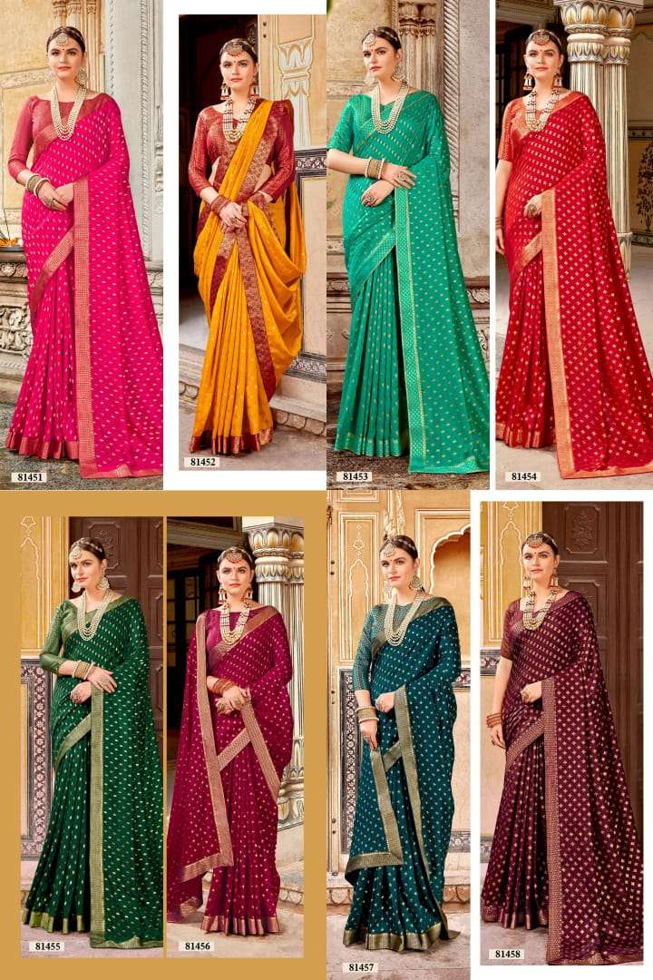 Amisha By Right Women 81451 To 81458 Series Indian Traditional Wear Collection Beautiful Stylish Fancy Colorful Party Wear & Occasional Wear Vichitra Silk Sarees At Wholesale Price