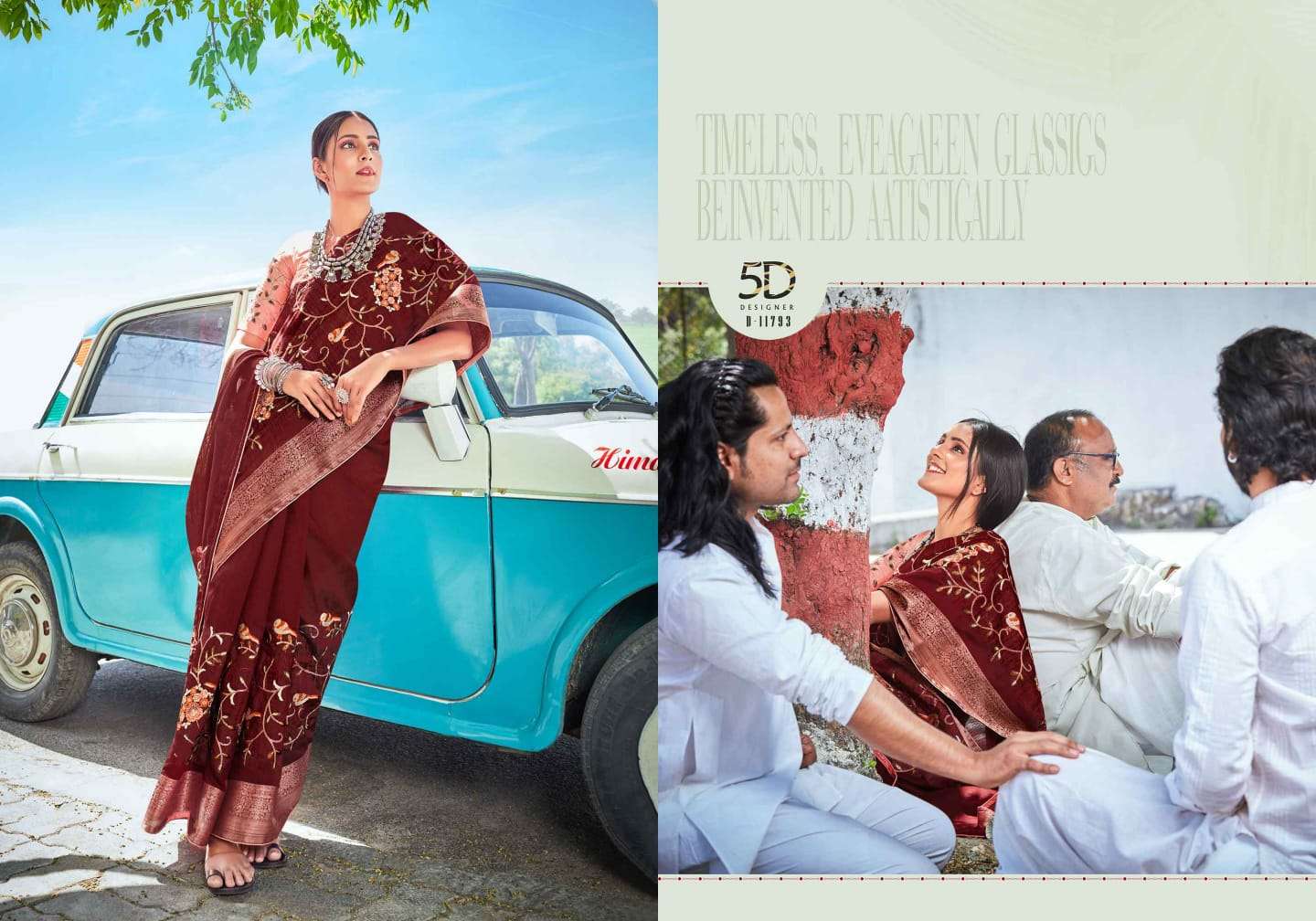 ROOH BY 5D DESIGNER 11791 TO 11800 SERIES INDIAN TRADITIONAL WEAR COLLECTION BEAUTIFUL STYLISH FANCY COLORFUL PARTY WEAR & OCCASIONAL WEAR SOFT COTTON SAREES AT WHOLESALE PRICE