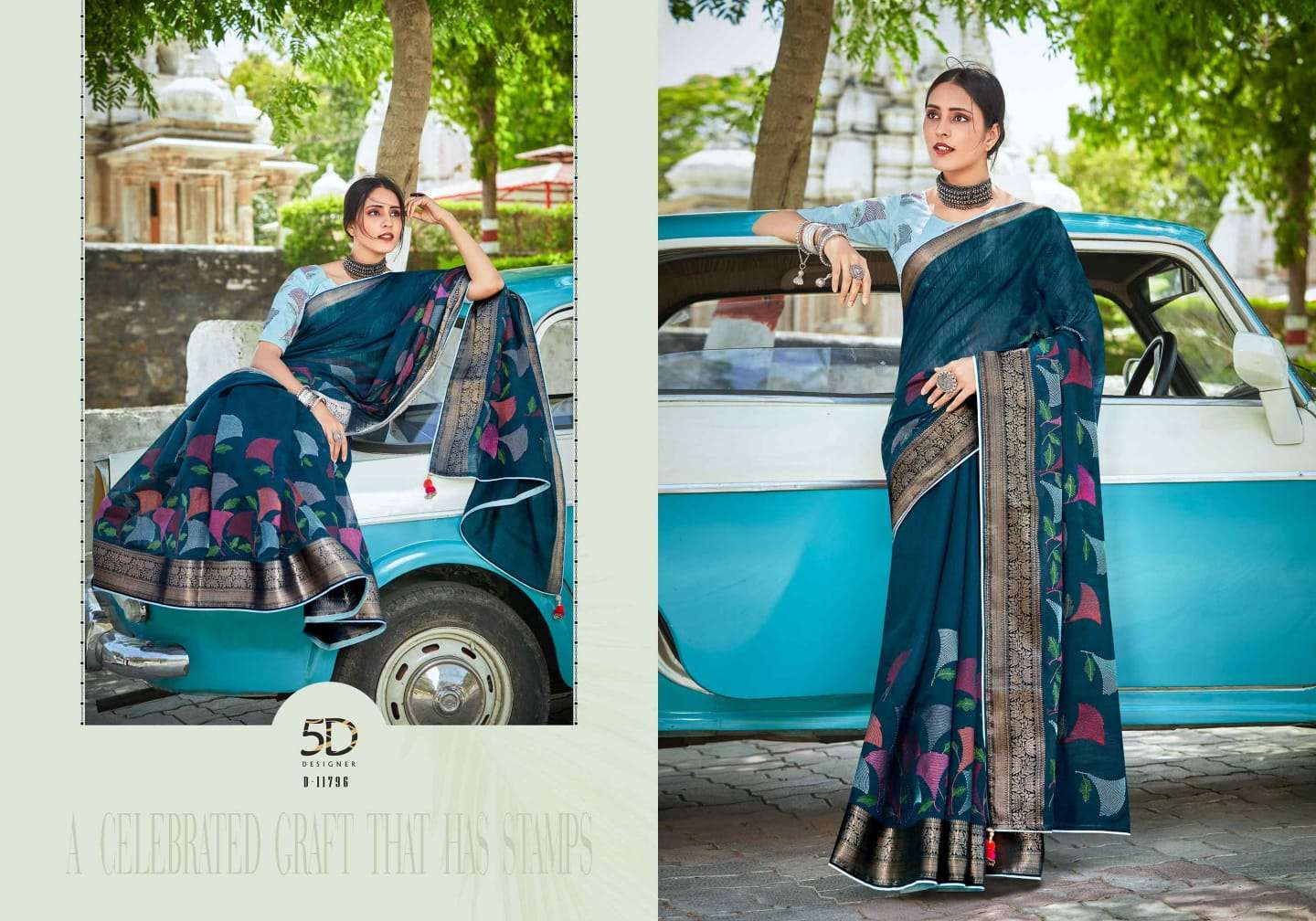 ROOH BY 5D DESIGNER 11791 TO 11800 SERIES INDIAN TRADITIONAL WEAR COLLECTION BEAUTIFUL STYLISH FANCY COLORFUL PARTY WEAR & OCCASIONAL WEAR SOFT COTTON SAREES AT WHOLESALE PRICE