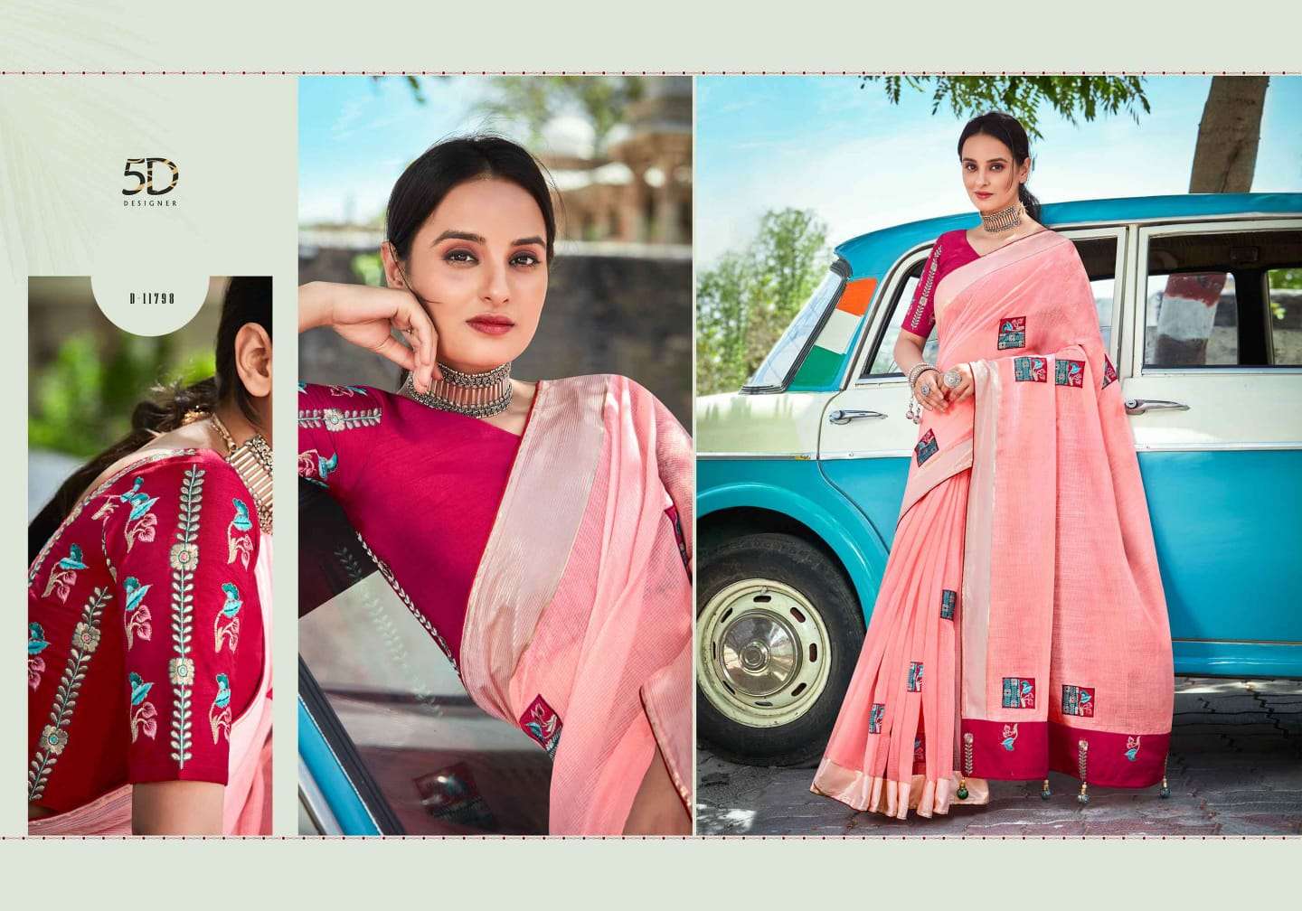 ROOH BY 5D DESIGNER 11791 TO 11800 SERIES INDIAN TRADITIONAL WEAR COLLECTION BEAUTIFUL STYLISH FANCY COLORFUL PARTY WEAR & OCCASIONAL WEAR SOFT COTTON SAREES AT WHOLESALE PRICE