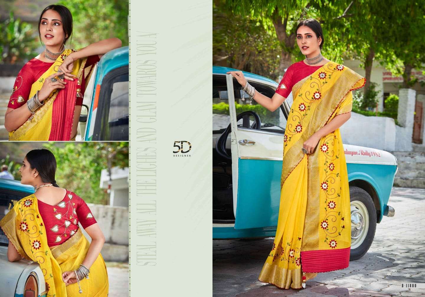 ROOH BY 5D DESIGNER 11791 TO 11800 SERIES INDIAN TRADITIONAL WEAR COLLECTION BEAUTIFUL STYLISH FANCY COLORFUL PARTY WEAR & OCCASIONAL WEAR SOFT COTTON SAREES AT WHOLESALE PRICE