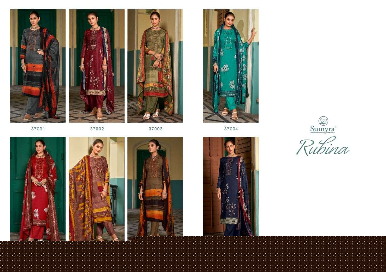 Rubina By Sumyra 37001 To 37008 Series Beautiful Festive Suits Stylish Fancy Colorful Casual Wear & Ethnic Wear Pure Pashmina Print Dresses At Wholesale Price