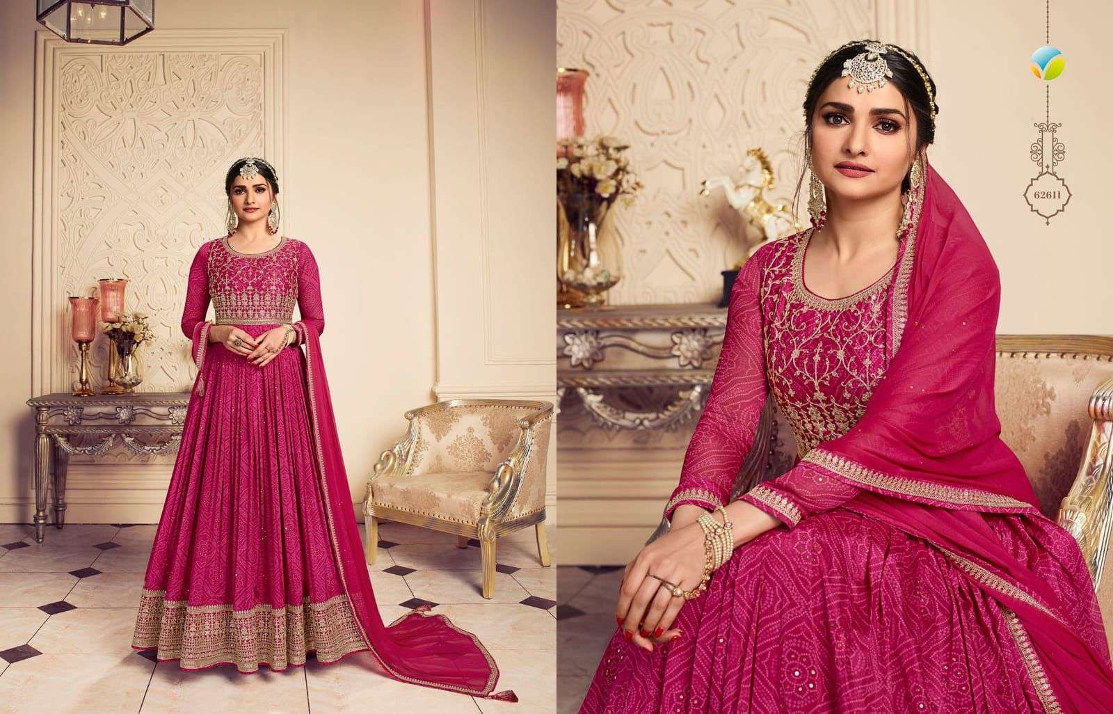 Kaseesh Gunjita By Vinay Fashion 62611 To 62616 Series Beautiful Anarkali Suits Colorful Stylish Fancy Casual Wear & Ethnic Wear Chiffon Silk Dresses At Wholesale Price
