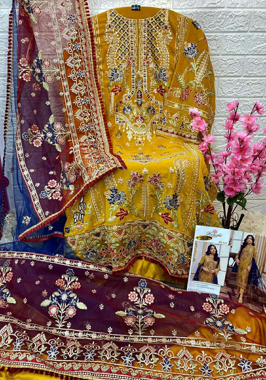 Ramsha Hit Design 537 By Ramsha Designer Pakistani Suits Collection Beautiful Stylish Colorful Fancy Party Wear & Occasional Wear Georgette Embroidered Dresses At Wholesale Price