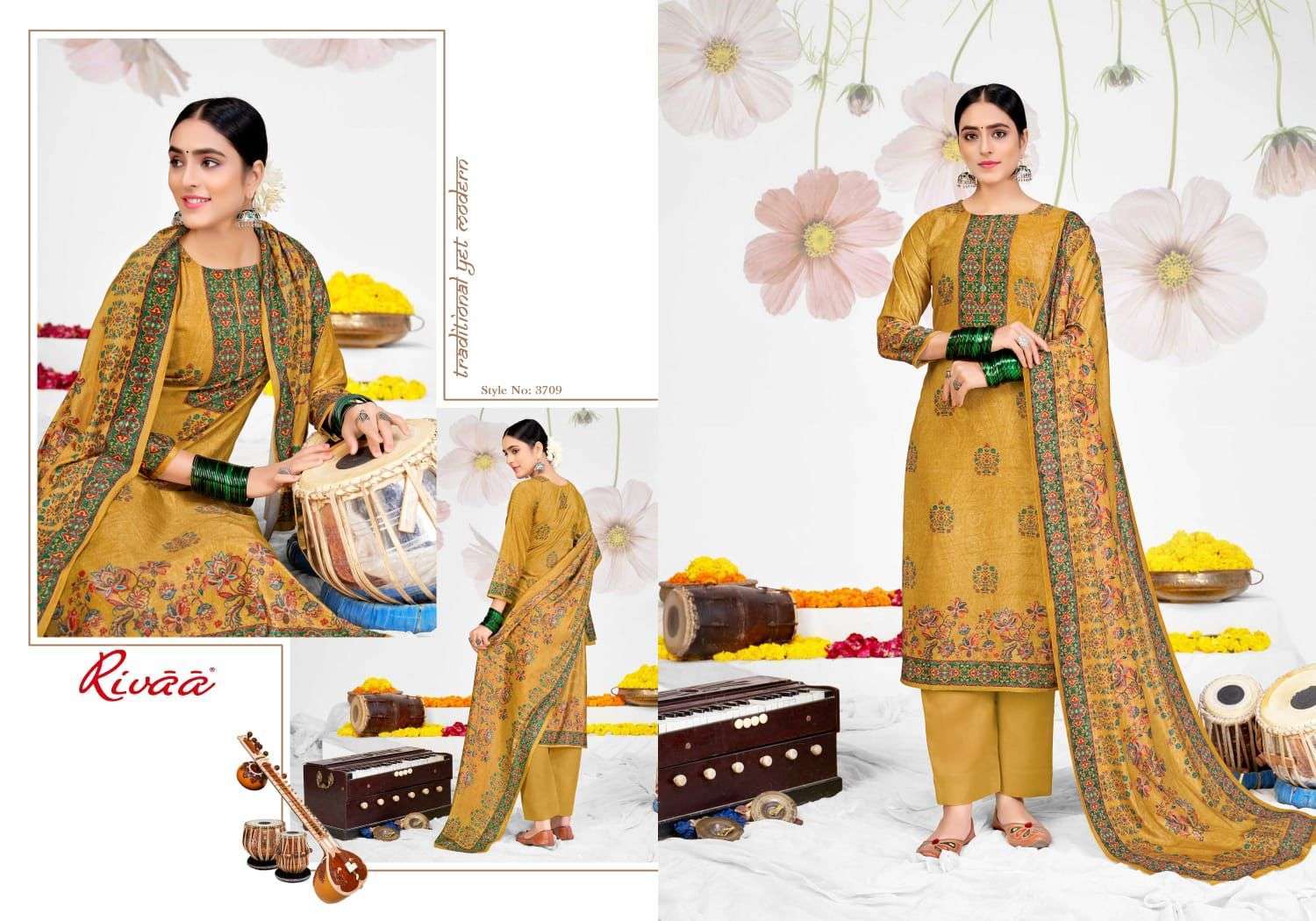 SHANEEL VOL-2 BY RIVAA 3708 TO 3714 SERIES FESTIVE SUITS BEAUTIFUL FANCY COLORFUL STYLISH PARTY WEAR & OCCASIONAL WEAR VELVET EMBROIDERY DRESSES AT WHOLESALE PRICE