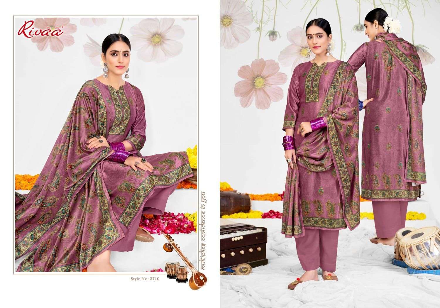 SHANEEL VOL-2 BY RIVAA 3708 TO 3714 SERIES FESTIVE SUITS BEAUTIFUL FANCY COLORFUL STYLISH PARTY WEAR & OCCASIONAL WEAR VELVET EMBROIDERY DRESSES AT WHOLESALE PRICE