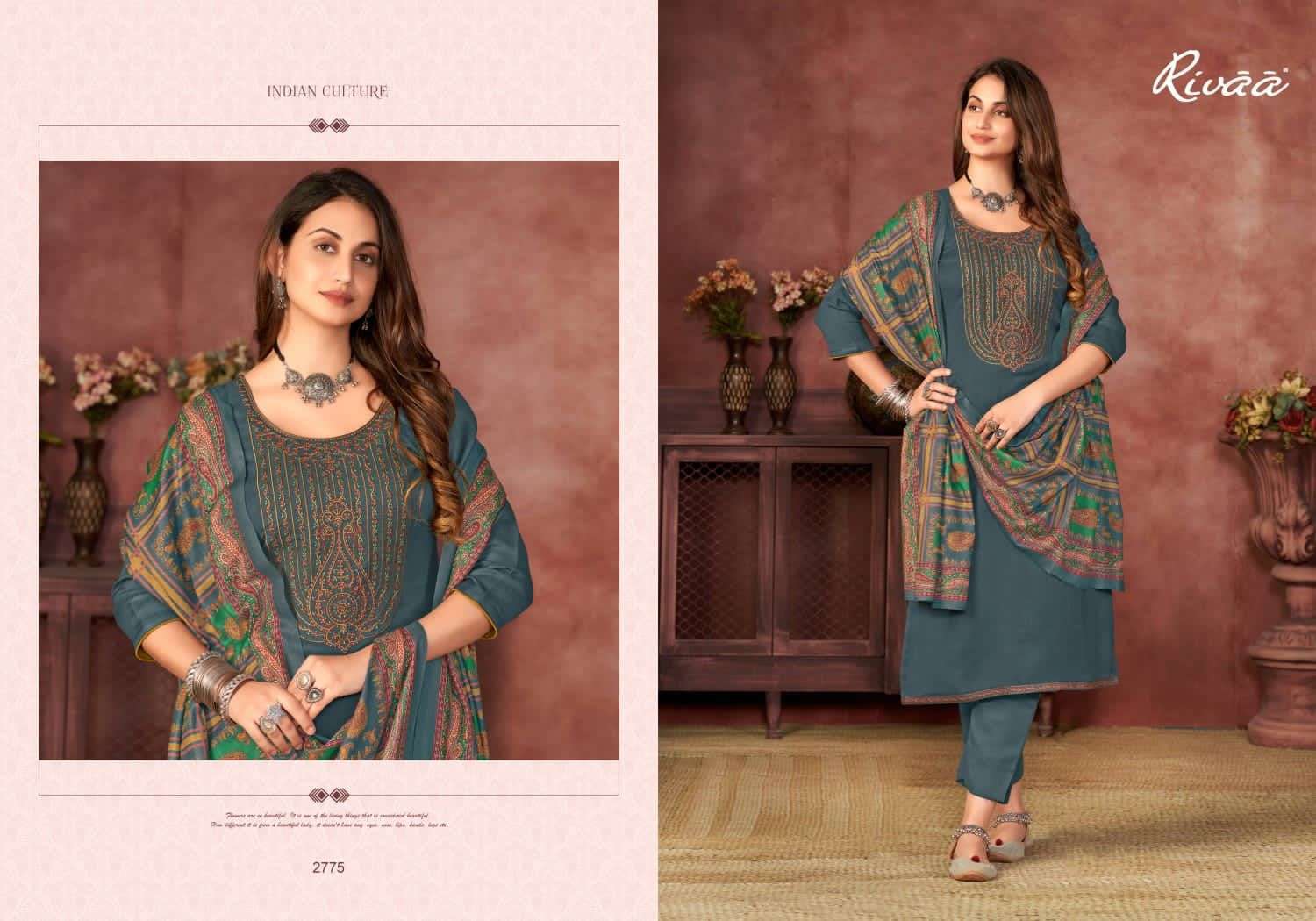 LUBEENA VOL-2 BY RIVAA 2772 TO 2778 SERIES FESTIVE SUITS BEAUTIFUL FANCY COLORFUL STYLISH PARTY WEAR & OCCASIONAL WEAR HEAVY PASHMINA EMBROIDERY DRESSES AT WHOLESALE PRICE