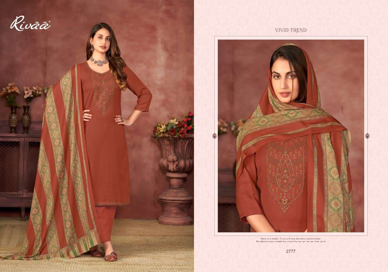 LUBEENA VOL-2 BY RIVAA 2772 TO 2778 SERIES FESTIVE SUITS BEAUTIFUL FANCY COLORFUL STYLISH PARTY WEAR & OCCASIONAL WEAR HEAVY PASHMINA EMBROIDERY DRESSES AT WHOLESALE PRICE