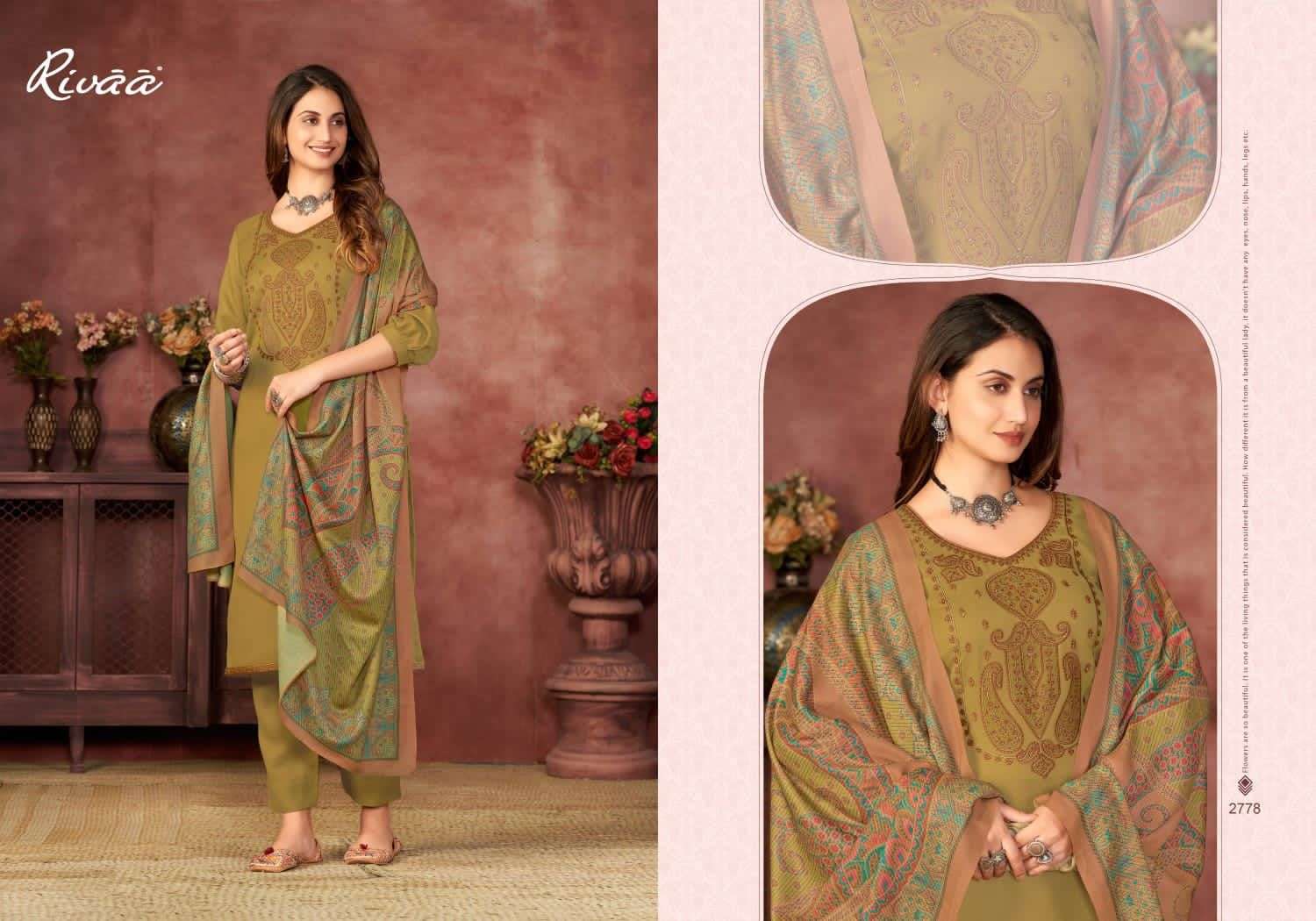 LUBEENA VOL-2 BY RIVAA 2772 TO 2778 SERIES FESTIVE SUITS BEAUTIFUL FANCY COLORFUL STYLISH PARTY WEAR & OCCASIONAL WEAR HEAVY PASHMINA EMBROIDERY DRESSES AT WHOLESALE PRICE