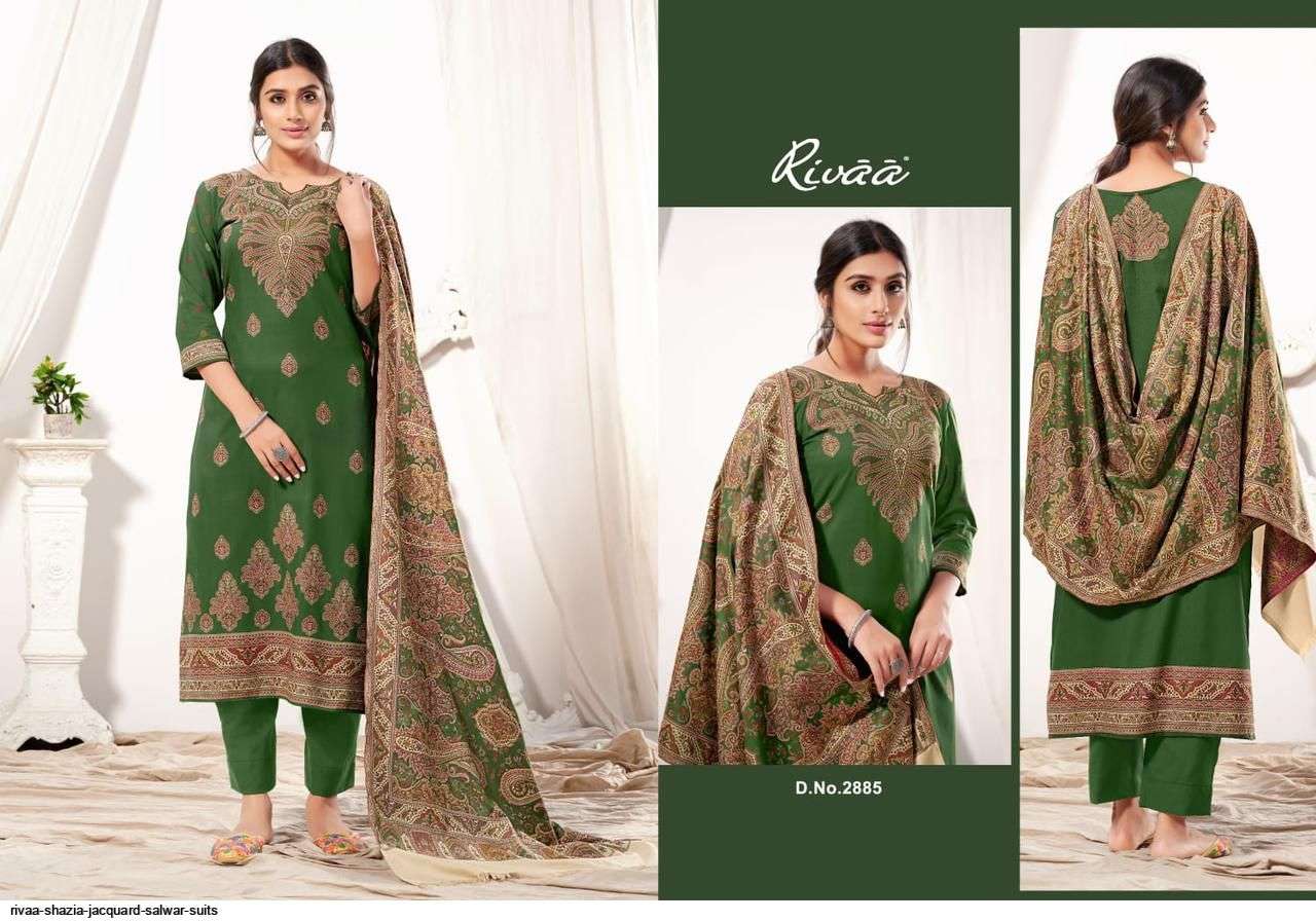SHAZIA BY RIVAA 2885 TO 2891 SERIES FESTIVE SUITS BEAUTIFUL FANCY COLORFUL STYLISH PARTY WEAR & OCCASIONAL WEAR WOOLEN JACQUARD DRESSES AT WHOLESALE PRICE