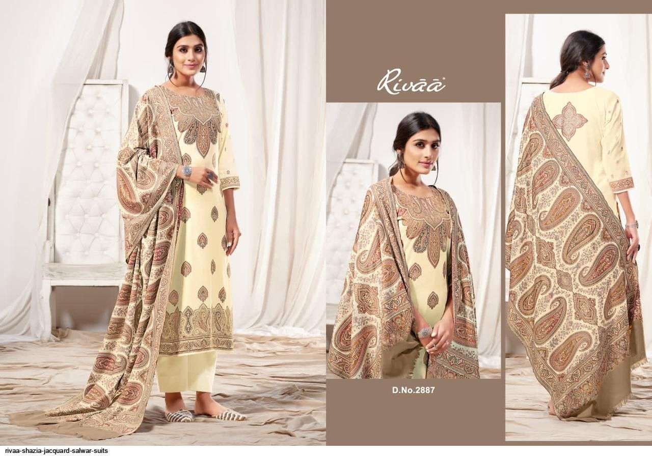 SHAZIA BY RIVAA 2885 TO 2891 SERIES FESTIVE SUITS BEAUTIFUL FANCY COLORFUL STYLISH PARTY WEAR & OCCASIONAL WEAR WOOLEN JACQUARD DRESSES AT WHOLESALE PRICE