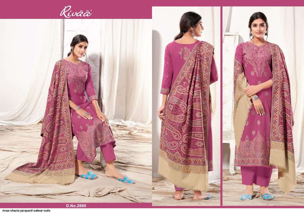 SHAZIA BY RIVAA 2885 TO 2891 SERIES FESTIVE SUITS BEAUTIFUL FANCY COLORFUL STYLISH PARTY WEAR & OCCASIONAL WEAR WOOLEN JACQUARD DRESSES AT WHOLESALE PRICE