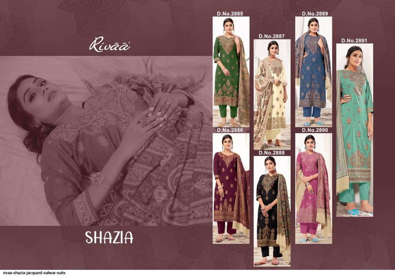 SHAZIA BY RIVAA 2885 TO 2891 SERIES FESTIVE SUITS BEAUTIFUL FANCY COLORFUL STYLISH PARTY WEAR & OCCASIONAL WEAR WOOLEN JACQUARD DRESSES AT WHOLESALE PRICE