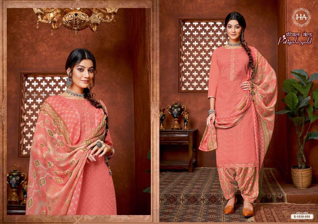 PATIYALA GOLD BY HARSHIT FASHION HUB 1038-001 TO 1038-008 SERIES BEAUTIFUL SUITS COLORFUL STYLISH FANCY CASUAL WEAR & ETHNIC WEAR PURE COTTON PRINT DRESSES AT WHOLESALE PRICE