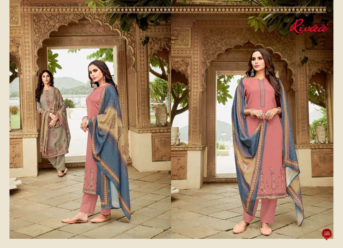 ASMAARA BY RIVAA 3858 TO 3864 SERIES BEAUTIFUL SUITS COLORFUL STYLISH FANCY CASUAL WEAR & ETHNIC WEAR HEAVY PASHMINA EMBROIDERED DRESSES AT WHOLESALE PRICE
