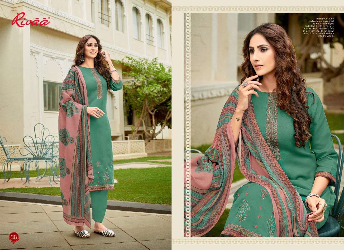 ASMAARA BY RIVAA 3858 TO 3864 SERIES BEAUTIFUL SUITS COLORFUL STYLISH FANCY CASUAL WEAR & ETHNIC WEAR HEAVY PASHMINA EMBROIDERED DRESSES AT WHOLESALE PRICE