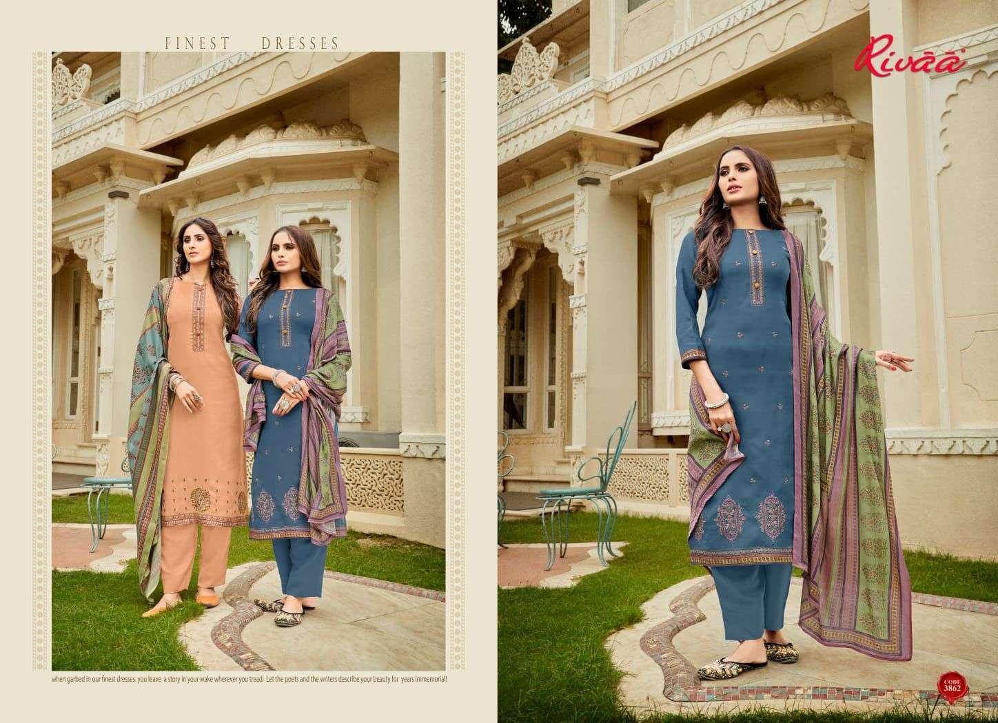 ASMAARA BY RIVAA 3858 TO 3864 SERIES BEAUTIFUL SUITS COLORFUL STYLISH FANCY CASUAL WEAR & ETHNIC WEAR HEAVY PASHMINA EMBROIDERED DRESSES AT WHOLESALE PRICE