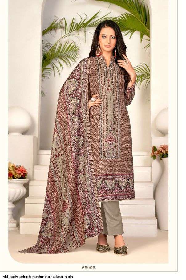 ADAAH BY SKT SUITS 66001 TO 66008 SERIES BEAUTIFUL WINTER COLLECTION PAKISATNI SUITS STYLISH FANCY COLORFUL CASUAL WEAR & ETHNIC WEAR PURE PASHMINA DIGITAL PRINT DRESSES AT WHOLESALE PRICE