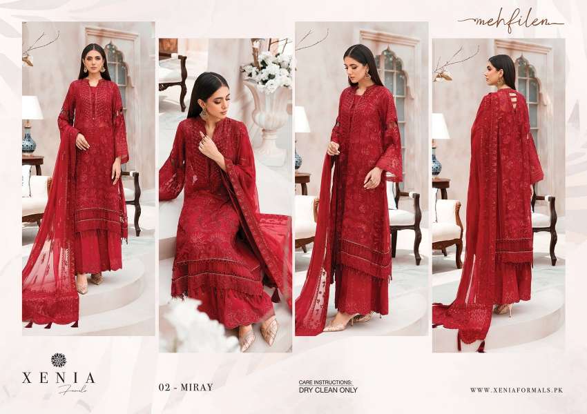 ORIGINAL PAKISTANI XENIA MEHFILEN BY FASHID WHOLESALE 01 TO 10 SERIES BEAUTIFUL PAKISTANI SUITS COLORFUL STYLISH FANCY CASUAL WEAR & ETHNIC WEAR CHIFFON DRESSES AT WHOLESALE PRICE
