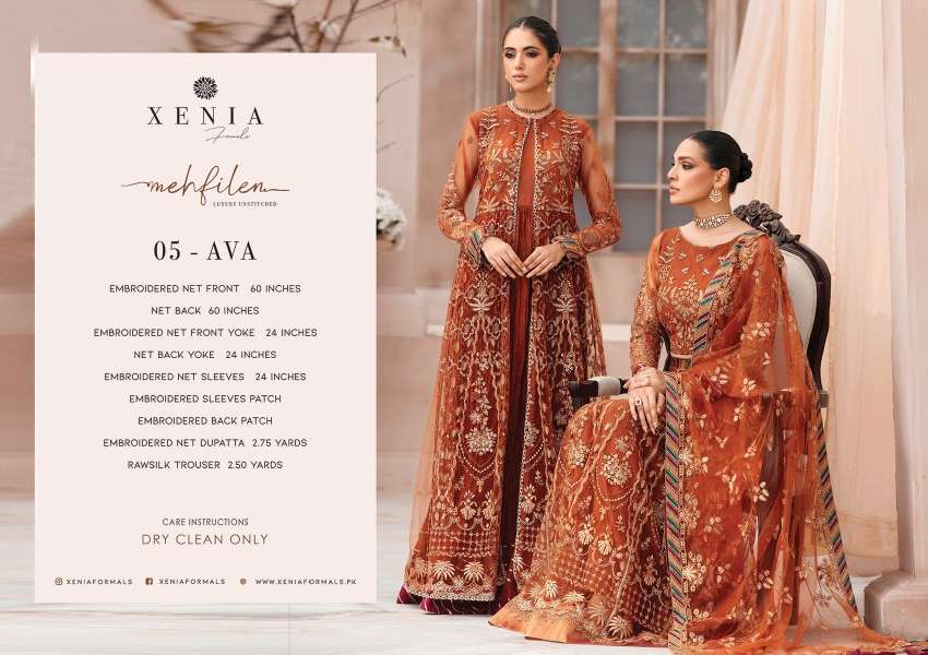 ORIGINAL PAKISTANI XENIA MEHFILEN BY FASHID WHOLESALE 01 TO 10 SERIES BEAUTIFUL PAKISTANI SUITS COLORFUL STYLISH FANCY CASUAL WEAR & ETHNIC WEAR CHIFFON DRESSES AT WHOLESALE PRICE