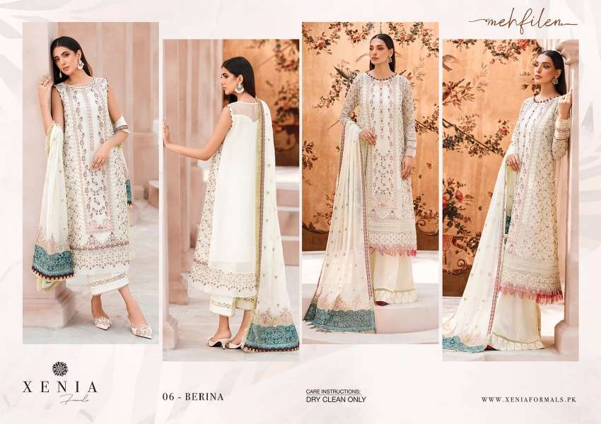 ORIGINAL PAKISTANI XENIA MEHFILEN BY FASHID WHOLESALE 01 TO 10 SERIES BEAUTIFUL PAKISTANI SUITS COLORFUL STYLISH FANCY CASUAL WEAR & ETHNIC WEAR CHIFFON DRESSES AT WHOLESALE PRICE