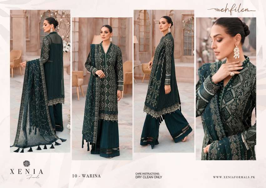 ORIGINAL PAKISTANI XENIA MEHFILEN BY FASHID WHOLESALE 01 TO 10 SERIES BEAUTIFUL PAKISTANI SUITS COLORFUL STYLISH FANCY CASUAL WEAR & ETHNIC WEAR CHIFFON DRESSES AT WHOLESALE PRICE