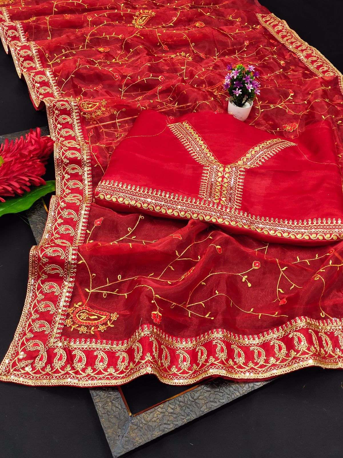 SC-1179 BY FASHID WHOLESALE INDIAN TRADITIONAL WEAR COLLECTION BEAUTIFUL STYLISH FANCY COLORFUL PARTY WEAR & OCCASIONAL WEAR PREMIUM ORGANZA SAREES AT WHOLESALE PRICE