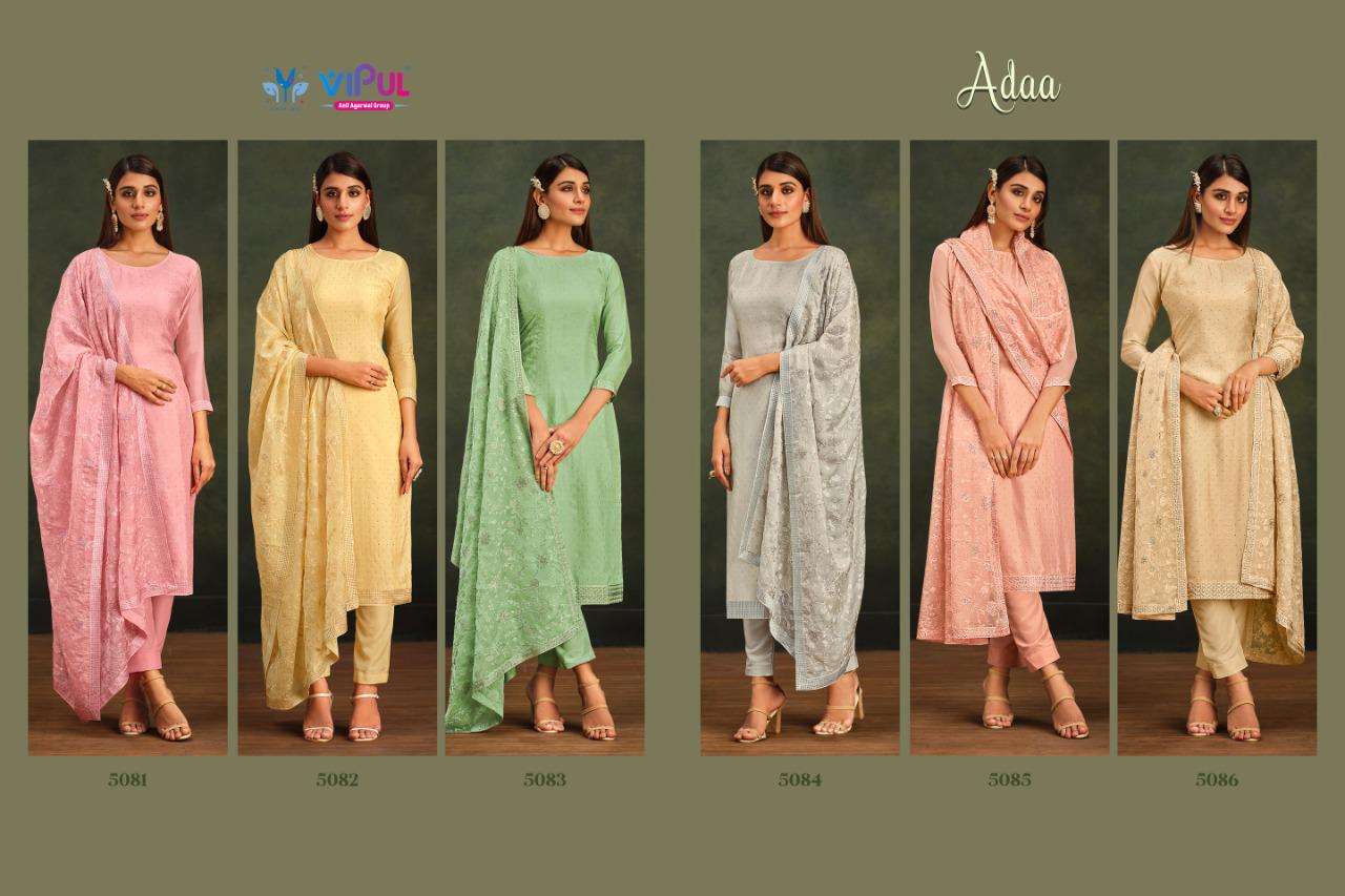 Adaa By Vipul Fashion 5081 To 5086 Series Beautiful Stylish Suits Fancy Colorful Casual Wear & Ethnic Wear & Ready To Wear Fancy Dresses At Wholesale Price