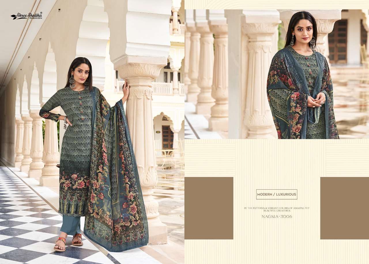 NAGMA VOL-3 BY SHREE SHALIKA FASHION 3001 TO 3008 SERIES BEAUTIFUL STYLISH ANARKALI SUITS FANCY COLORFUL CASUAL WEAR & ETHNIC WEAR & READY TO WEAR COTTON DIGITAL PRINT DRESSES AT WHOLESALE PRICE