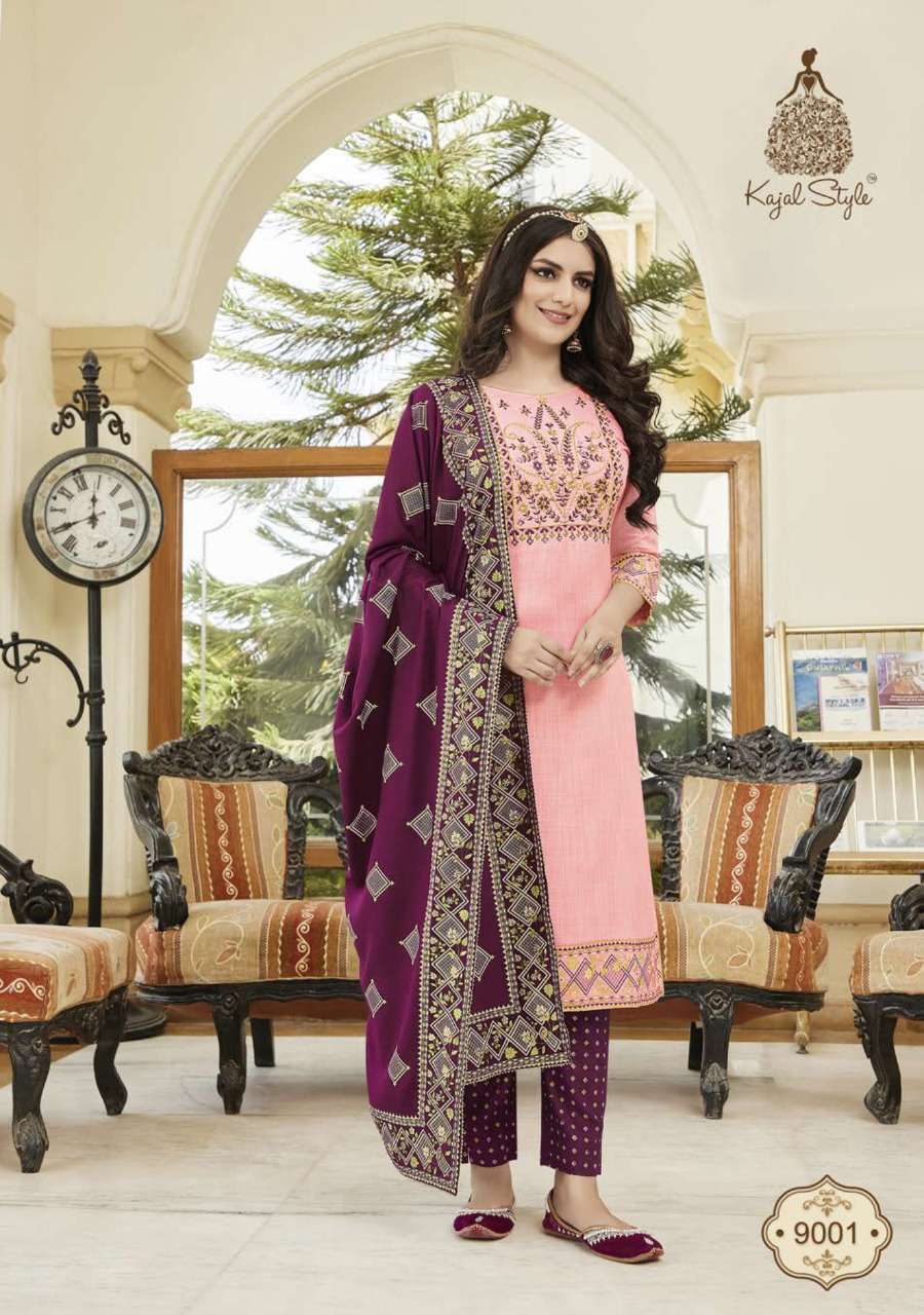 GULZAR VOL-9 BY KAJAL STYLE 9001 TO 9008 SERIES DESIGNER FESTIVE SUITS COLLECTION BEAUTIFUL STYLISH FANCY COLORFUL PARTY WEAR & OCCASIONAL WEAR HEAVY RAYON EMBROIDERED DRESSES AT WHOLESALE PRICE
