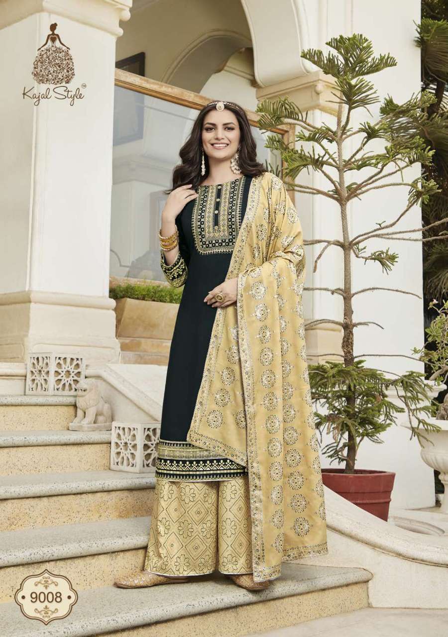 GULZAR VOL-9 BY KAJAL STYLE 9001 TO 9008 SERIES DESIGNER FESTIVE SUITS COLLECTION BEAUTIFUL STYLISH FANCY COLORFUL PARTY WEAR & OCCASIONAL WEAR HEAVY RAYON EMBROIDERED DRESSES AT WHOLESALE PRICE