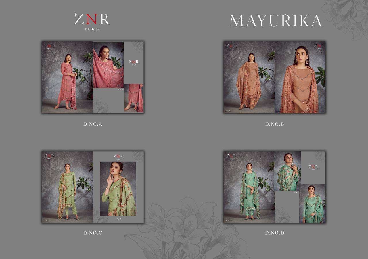 MAYURIKA BY ZNR TRENDZ A TO D SERIES BEAUTIFUL STYLISH SUITS FANCY COLORFUL CASUAL WEAR & ETHNIC WEAR & READY TO WEAR PURE MUSLIN DRESSES AT WHOLESALE PRICE