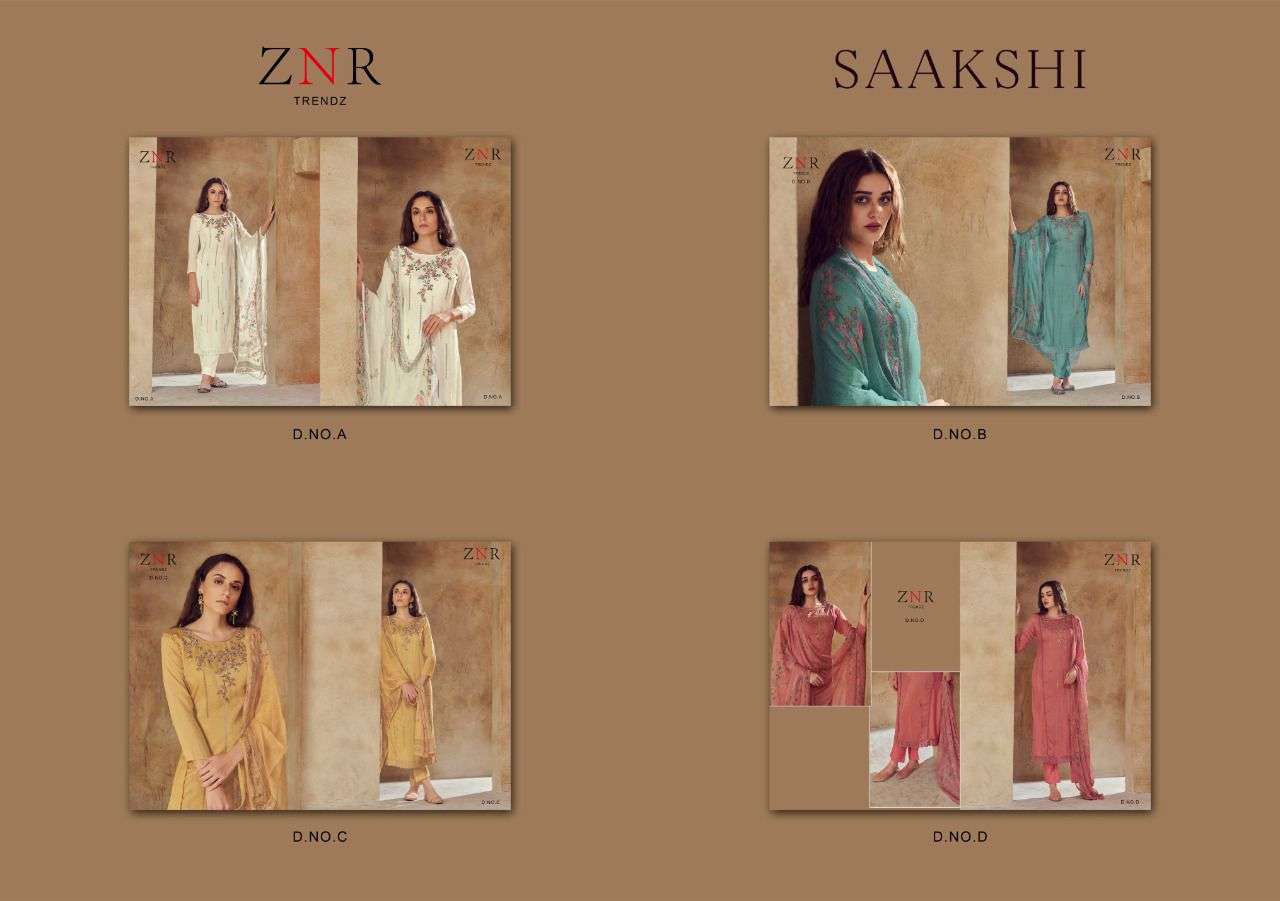 SAAKSHI BY ZNR TRENDZ A TO D SERIES BEAUTIFUL STYLISH SUITS FANCY COLORFUL CASUAL WEAR & ETHNIC WEAR & READY TO WEAR PURE MUSLIN DRESSES AT WHOLESALE PRICE