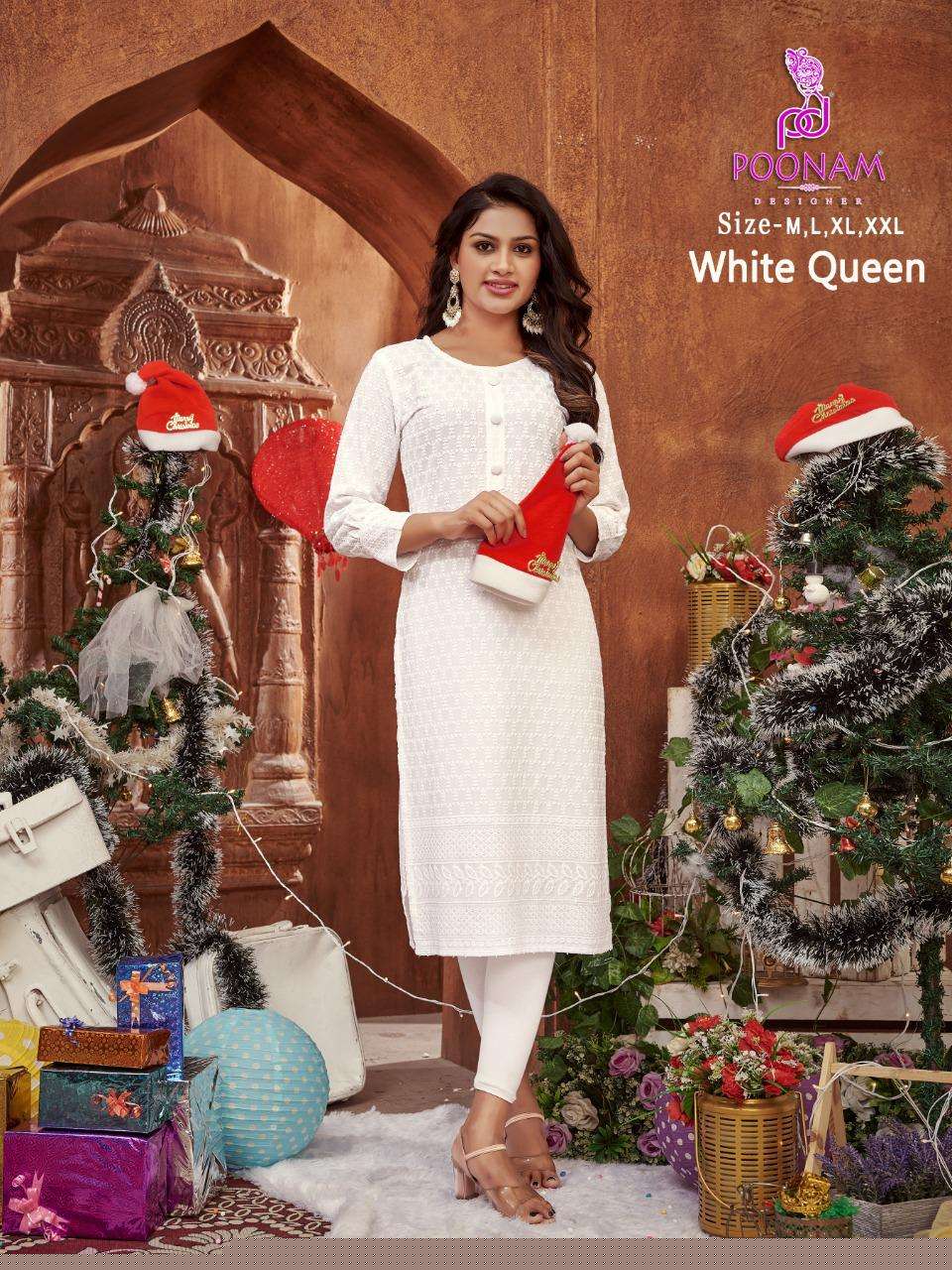White Queen By Poonam Designer 1001 To 1006 Series Designer Stylish Fancy Colorful Beautiful Party Wear & Ethnic Wear Collection Rayon Kurtis At Wholesale Price