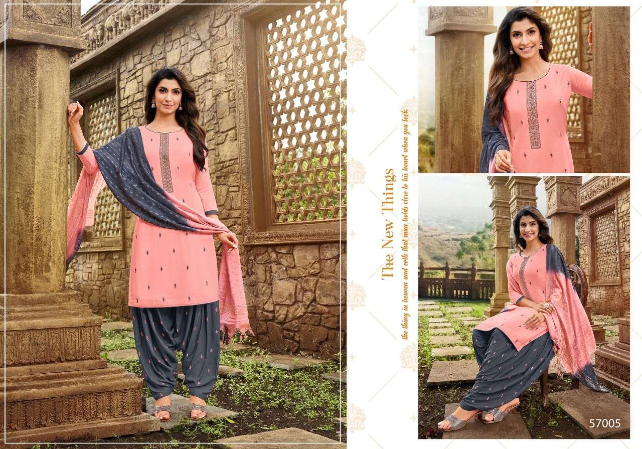 GHUNGROO PATIYALA VOL-2 BY ARTIO 57001 TO 57011 SERIES BEAUTIFUL STYLISH PATIYALA SUITS FANCY COLORFUL CASUAL WEAR & ETHNIC WEAR & READY TO WEAR RAYON WITH WORK DRESSES AT WHOLESALE PRICE