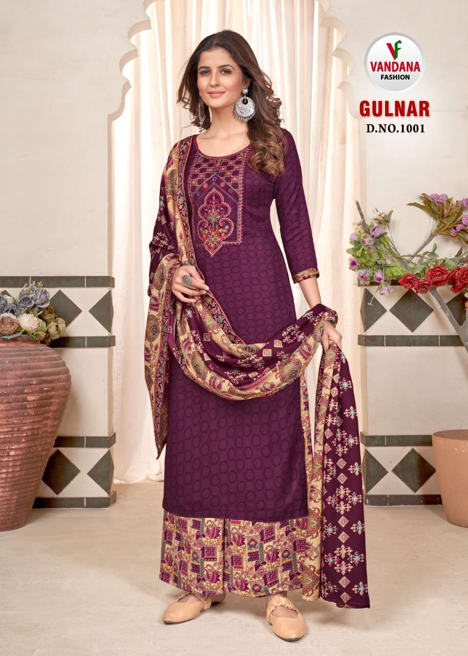 GULNAR BY VANDANA 1001 TO 1008 SERIES INDIAN TRADITIONAL WEAR COLLECTION BEAUTIFUL STYLISH FANCY COLORFUL PARTY WEAR & OCCASIONAL WEAR PASHMINA JACQUARD DRESSES AT WHOLESALE PRICE