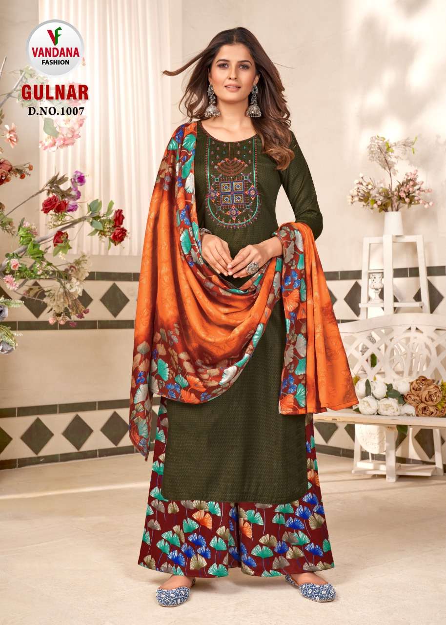 GULNAR BY VANDANA 1001 TO 1008 SERIES INDIAN TRADITIONAL WEAR COLLECTION BEAUTIFUL STYLISH FANCY COLORFUL PARTY WEAR & OCCASIONAL WEAR PASHMINA JACQUARD DRESSES AT WHOLESALE PRICE