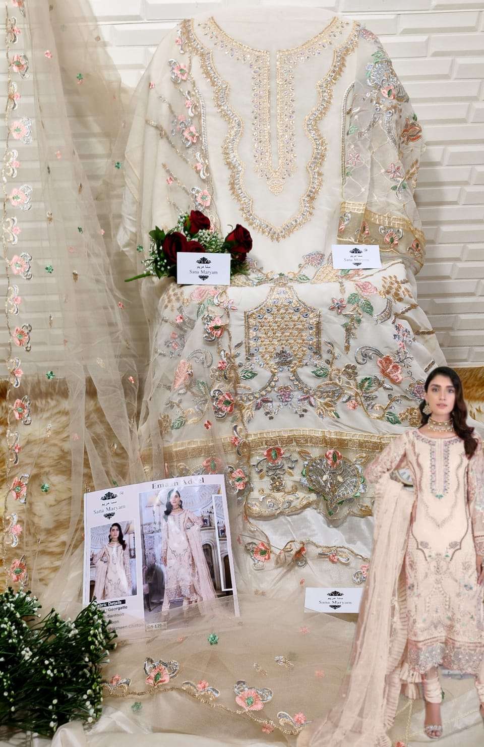 EMAAN ADEEL BY SANA MARYAM 129-A TO 129-C SERIES DESIGNER PAKISTANI SUITS BEAUTIFUL STYLISH FANCY COLORFUL PARTY WEAR & OCCASIONAL WEAR FAUX GEORGETTE EMBROIDERED DRESSES AT WHOLESALE PRICE