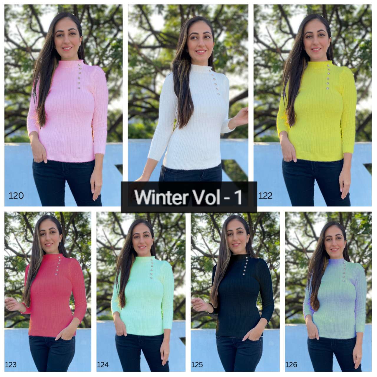 WINTER VOL-1 BY FAB ZOO 120 TO 126 SERIES DESIGNER STYLISH FANCY COLORFUL BEAUTIFUL PARTY WEAR & ETHNIC WEAR COLLECTION RABBIT WOOL TOPS AT WHOLESALE PRICE