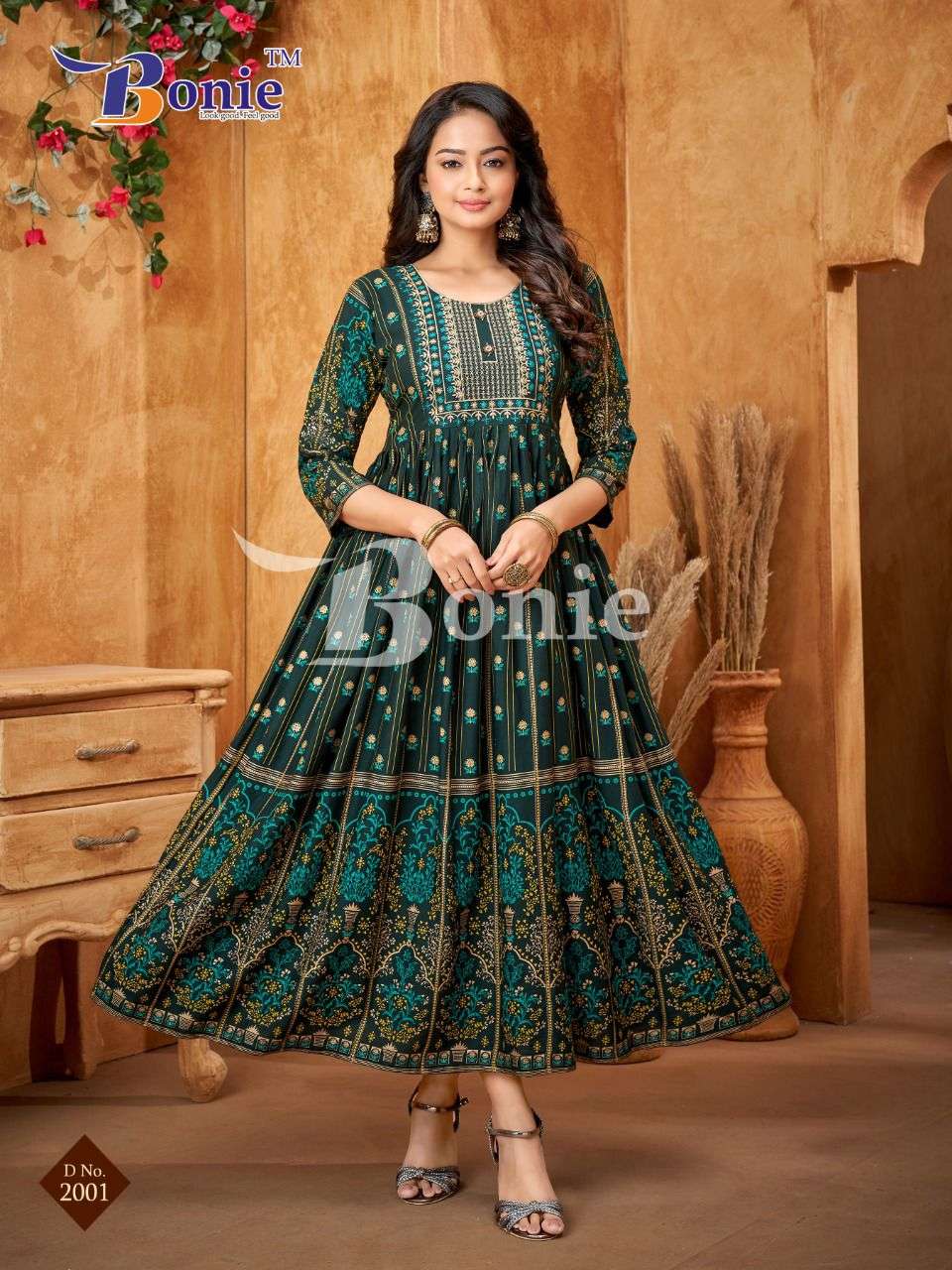 LAILA VOL-2 BY BONIE 2001 TO 2006 SERIES DESIGNER STYLISH FANCY COLORFUL BEAUTIFUL PARTY WEAR & ETHNIC WEAR COLLECTION RAYON FOIL GOWN AT WHOLESALE PRICE