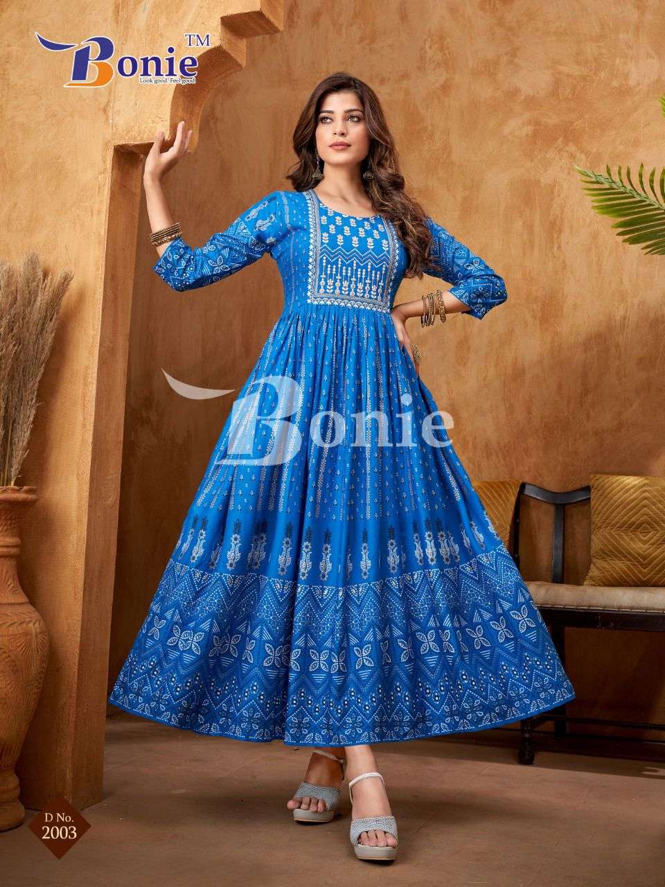 LAILA VOL-2 BY BONIE 2001 TO 2006 SERIES DESIGNER STYLISH FANCY COLORFUL BEAUTIFUL PARTY WEAR & ETHNIC WEAR COLLECTION RAYON FOIL GOWN AT WHOLESALE PRICE