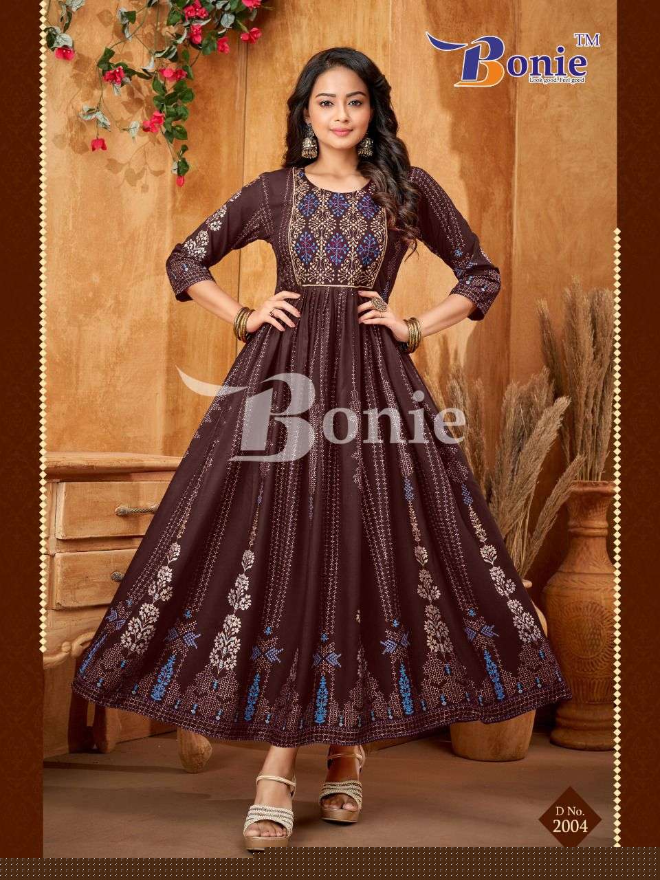 LAILA VOL-2 BY BONIE 2001 TO 2006 SERIES DESIGNER STYLISH FANCY COLORFUL BEAUTIFUL PARTY WEAR & ETHNIC WEAR COLLECTION RAYON FOIL GOWN AT WHOLESALE PRICE