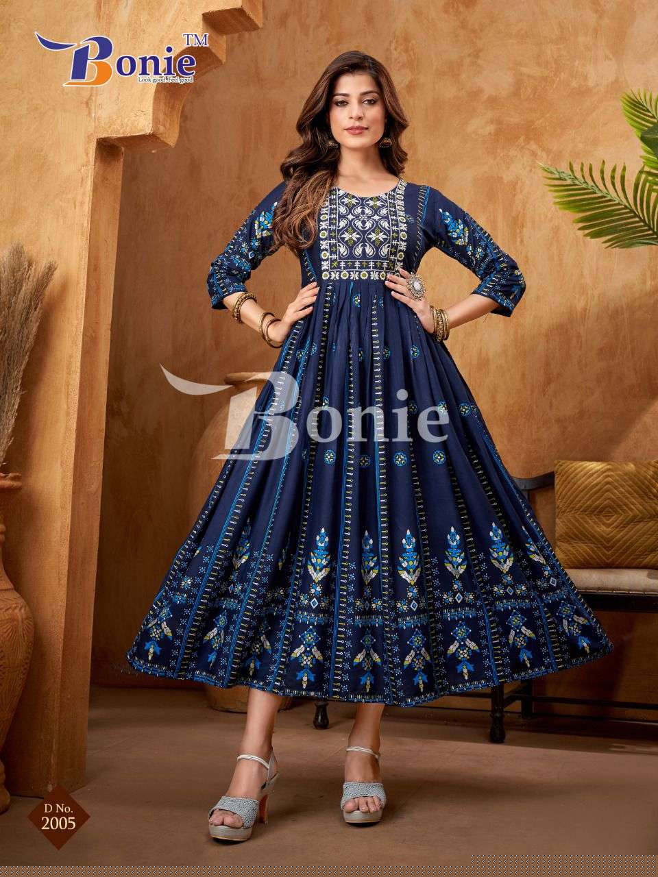 LAILA VOL-2 BY BONIE 2001 TO 2006 SERIES DESIGNER STYLISH FANCY COLORFUL BEAUTIFUL PARTY WEAR & ETHNIC WEAR COLLECTION RAYON FOIL GOWN AT WHOLESALE PRICE