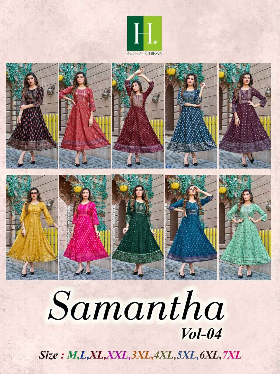 Samantha Vol-4 By Hirwa 01 To 10 Series Designer Stylish Fancy Colorful Beautiful Party Wear & Ethnic Wear Collection Rayon Foil Gown At Wholesale Price