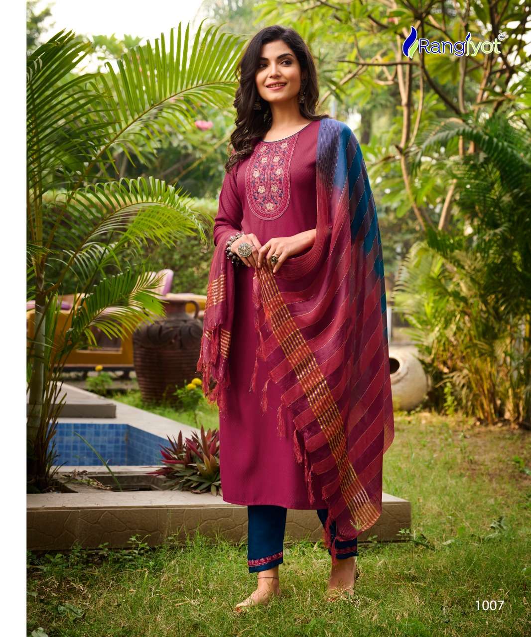 VEENA BY RANGJYOT FASHION 1001 TO 1008 SERIES SUITS BEAUTIFUL FANCY COLORFUL STYLISH PARTY WEAR & OCCASIONAL WEAR RAYON EMBROIDERED DRESSES AT WHOLESALE PRICE