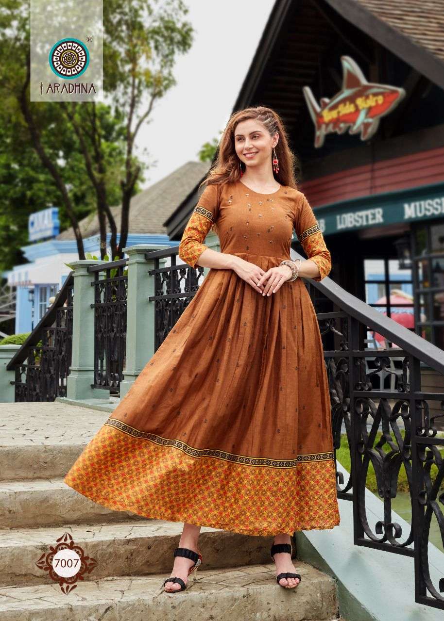 LEVEL VOL-7 BY ARADHNA FASHION 7001 TO 7012 SERIES DESIGNER STYLISH FANCY COLORFUL BEAUTIFUL PARTY WEAR & ETHNIC WEAR COLLECTION PURE COTTON GOWN AT WHOLESALE PRICE